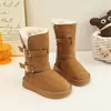 Botas de Neve Femininas com Forro de Lã Botas Altas Infantis Novo Estilo Inverno 2026 Sapatos Grandes de Algodão para Meninas Bota de Cano Alto Quente com Solado Macio