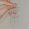 Nuevos Aretes Calientes de Borla de Mariposa para Mujer, Elegantes Aretes de Cristal Rosa, Moda de Alta Gama, Lujo Ligero, Aretes Combinables