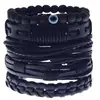 Set de Pulseras de Cuero para Hombre Estilo Europeo y Americano, Pulsera Trenzada Ajustable Multicapa Vintage, Accesorios de Moda para Hombre al por Mayor