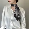 Bufanda Larga Pequeña de Seda para Mujer Verano Cuello Elegante Moda Corbata Cinta para el Cabello Bolsa Diadema Combinación Camisa Cinturón de Cuello Cinturón