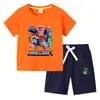 Camiseta Infantil 2026 Verão Nova Roupa Infantil de Comércio Exterior Estilo Ins Coreano Algodão Manga Curta e Shorts Conjunto de Duas Peças Infantil