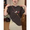 Camiseta Feminina 2026 Nova Moda Versátil Estilosa Slim-Fit Rosa Algodão Manga Curta para Verão