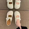 Zapatos de mujer de un solo color, estilo retro, lunares, punta redonda, corte bajo, con cinta mágica, suela blanda, planos, versátiles para el uso diario