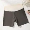 Leggings de Seda de Gelo Sem Costura Cintura Média Levanta Bumbum Controle de Barriga para Mulheres, Shorts de Segurança Casuais Confortáveis Anti-Exposição com Boxer Color Block