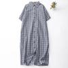Vestido Nuevo Primavera Verano 2025 Sal Dulce Cuadros Vestido Camisero Elegante Casual para Mujer Falda Larga