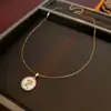 Colar Redondo Rosto Sorridente Letra Z Zircônia Madrepérola High-End Simples Leve Luxo Corrente Clavícula Moda Versátil Colar de Temperamento