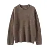 Cachmere Puro para Mujer Cuello Redondo Hilo Floral Engrosado de Moda Versátil Holgado Estilo Casual Otoño e Invierno Nueva Ropa de Punto