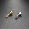 Aretes Europeos y Americanos Populares de Zircón para Perforación de Hueso de la Oreja, Creativos con Forma Geométrica, Acero Inoxidable, Aretes de Bola de Rosca, Aretes Transfronterizos
