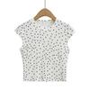 Chicas Calientes Sexy Lunares Cuello Redondo Manga Corta Camiseta de Verano para Mujer Estilo Americano Cintura Alta Realza la Figura Top Básico de Cuello Redondo Corto