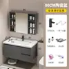 Juego de gabinete de baño de aleación de aluminio tipo panal, que incluye lavabo cerámico, lavamanos y mueble tocador con espejo