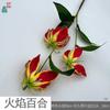 Lírio-de-fogo Galho Único 3 Cabeças Guirlanda de Filme Área de Boas-vindas de Casamento Arranjo de Flores Flor Artificial Palco Estrada Flor de Seda