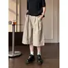 Calça Shorts Cropped com Silhueta Design Retrô Americano para Homens e Mulheres, Verão Solta de Alta Qualidade Wide-Leg Casual Tendência