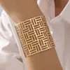 Joias Transfronteiriças Europeias e Americanas Padrão Geométrico de Metal Pulseira Aberta Moda Curva Lisa Pulseira Exagerada Atacado