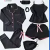 Conjunto Delgado Tipo Seda de 7 Piezas para Todas las Estaciones, Cárdigan para Mujer, Estilo Camisola Delgado de Seda de Hielo, Ropa de Casa Estilo Cereza y Fresa