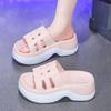 Zapatillas cómodas de dos tonos estilo nuevo para uso interior y exterior, sandalias de moda para mujer con suela gruesa que aumentan la altura