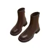 Botas femininas curtas 2026 outono e inverno estilo britânico, botinhas justas no tornozelo, populares e estilosas para rua, botas de algodão com forro de lã, que afinam