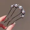 Grampo de Cabelo com Pérolas, Grampo de Cabelo em Forma de U Estilo Antigo, Pente de Cabelo Novo Estilo Chinês, Acessório de Cabelo para Coque, Ornamento de Cabelo Elegante e Sofisticado