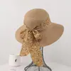 Chapéu de Sol de Aba Larga Floral para Mulheres, Chapéu de Sol de Verão para Férias na Praia e Litoral, Chapéu de Palha com Proteção UV