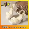 Zapatos de Mujer de Verano 2025 Estilo Pequeño Aroma Tacón Bajo Punta Abierta Correa Única Zapatos Suaves Zapatos de Tacón Alto Suela Gruesa Tacón Grueso
