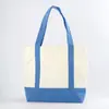 Bolsas de Lona Personalizadas, Bolsas Tote de Lona Color Block Lisas, Gráficos de Logo Personalizáveis, Dobráveis, Grande Capacidade, Versáteis para o Dia a Dia
