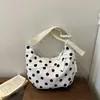 Otoño 2026 Nuevo Bolso Croissant Plisado de Lunares para Mujer Gran Capacidad Bolso Cruzado de Hombro Estampado Versátil para Viajar Estudiante