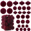Bolas de Veludo Populares Transfronteiriças de Natal Conjunto de 28 Peças Ornamentos de Árvore de Natal Cor Vinho Decorações de Feriado Arranjo de Cena