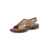Sandalias casuales cómodas con tiras cruzadas y punta abierta de tacón medio grueso con punta redonda y texto de piel de oveja suave para verano de 2023 para mujer