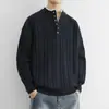 Suéter de Punto Trenzado Falso Dos Piezas Holgado para Hombre Otoño/Invierno Estilo Old Money Cuello Doble Prendas de Punto Base