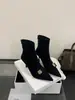 Botas curtas de salto alto com bico fino para mulheres, botas finas estilo francês com fivela de metal, botas elásticas de salto agulha, botas estilo Martin para outono e inverno