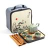 Juego de té completo, taza exprés, una tetera, cuatro tazas, juego de té de cerámica portátil para viajes al aire libre, juego de té de kung fu, venta al por mayor