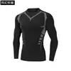 Comercio Electrónico Transfronterizo Ropa de Fitness para Hombre Secado Rápido Ajustada Superior con Terciopelo Espeso Caliente Mangas Largas Ropa de Entrenamiento para Correr