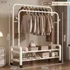 Cabide de Chão para Quarto, Uso Doméstico, Varal Móvel de Dupla Haste, Cabide de Parede para Quarto, Armazenamento de Roupas Interno, Cabideiro