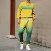 Conjunto de Moletom Masculino 2025 Primavera e Outono Transfronteiriço com Gola Redonda e Estampa, Leve e Casual, Adequado para Uso Diário