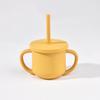 Taza de Aprendizaje de Silicona para Niños con Asa, Taza con Popote Desmontable, Antiahogo, Resistente a Altas Temperaturas, Taza de Agua para Exteriores para Niños