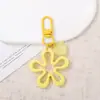 Chaveiro Pingente de Resina Cor Colorida Fivela Plana Coração Flor Contas Flor Oca DIY Dopamina Decoração Pendurada