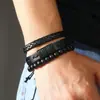 Pulsera tejida retro simple europea y americana, pulsera de cuero estilo punk, pulsera de cuero, traje multicapa, pulsera de personalidad