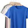 Camiseta de manga corta para hombre de algodón Pima de alta gama, color liso, cuello redondo, fina, sin costuras, casual, para usar de base, impresión de logotipo personalizado