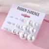 Estilo Europeu e Americano Transfronteiriço Mais Vendido Brincos Studs Geométricos da Moda Conjunto de Cartão Conjunto de Brincos Studs de Pérola Falsa Conjunto de 15 Peças para Mulheres