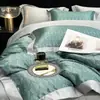 Juego de cuatro piezas de seda lavada con tacto fresco de verano, funda nórdica de seda helada, sábana y sábana bajera de Tencel sedosas y lisas estilo europeo para dormir desnudo