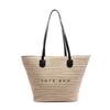 Nova Bolsa Tote Trançada Popular de Verão Moda Feminina Bolsa de Ombro Trançada com Letras Bolsa de Praia para Férias na Costa
