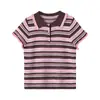 Ropa de Moda para Mujer 2026 Verano Nuevo Estilo Europeo y Americano Moderno Casual Polo de Punto Rayado Bloque de Color G820020