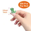 500 pegatinas/rollo 2.5cm pegatinas de rollo de dinosaurio con forma especial pegatinas DIY para monopatín equipaje cuenta manual
