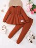 Fábrica de Origen Venta Caliente Transfronteriza - Conjunto de Top de Manga Larga Rayado y Pantalones de Estilo Casual y Lindo para Niñas
