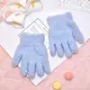 Guantes Cálidos de Color Sólido de Cinco Dedos de Media Caña para Niños de Otoño e Invierno, Guantes Protectores de Lana Tejida Simples de Color para Exteriores