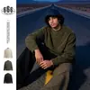 SANHOMME Tendência Retrô Americano Outono Camisa Base Top Moletom Masculino Gola Henley Jaqueta Solta 7069