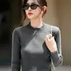 Nuevo top de punto básico de cuello medio ajustado para comercio exterior transfronterizo, suéter de punto holgado y versátil para otoño e invierno