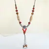 Collar Largo de Cerámica Estilo Étnico Accesorios de Vestir para Mujer Versátil de Nicho Cadena para Suéter Bohemio Sensación de Lujo Ligero Gama Alta