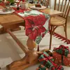 Nuevo Camino de Mesa Triangular Jacquard Teñido en Hilo Transfronterizo Poliéster-Algodón Floral Navideño, Camino de Cama, Cubierta Decorativa Navideña, Mantel