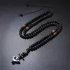 Colar popular transfronteiriço de pedra natural pedra vulcânica para homens, colar longo com pingente de âncora vintage, estilo hip-hop europeu e americano para homens