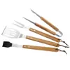 Set de Acero Inoxidable para Asar Barbacoa al Aire Libre Camping Tenedor, Espátula y Pinzas Set Combinado Herramientas Multifuncionales para Barbacoa con Mangos de Madera